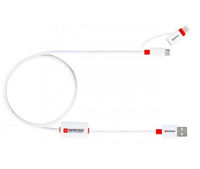 Cablu USB Skross Buzz Line A tata - micro USB A tata 1m alb