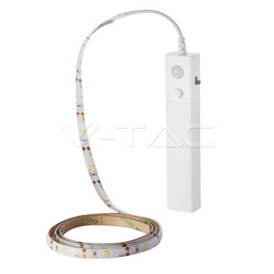 Banda LED 2835 2.4W 1m 4000K cu senzor de miscare si alimentare baterii 4x AAA V-TAC