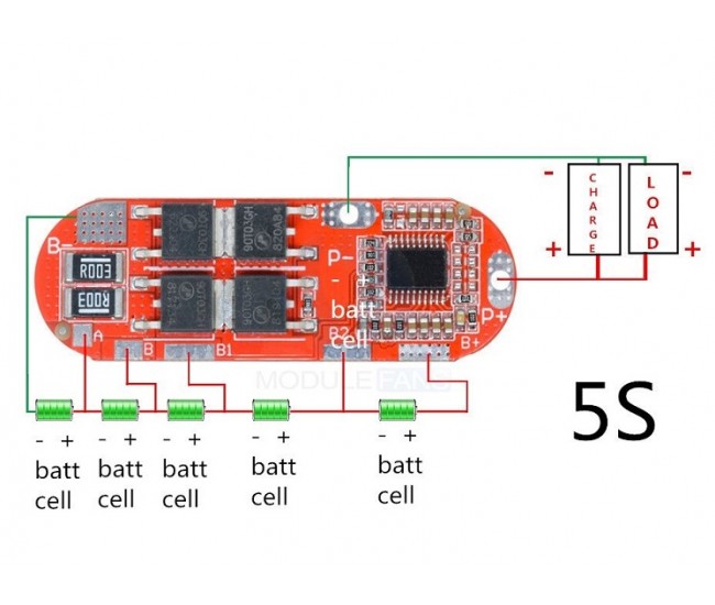 Modul protectie incarcare 5x 18650 25A