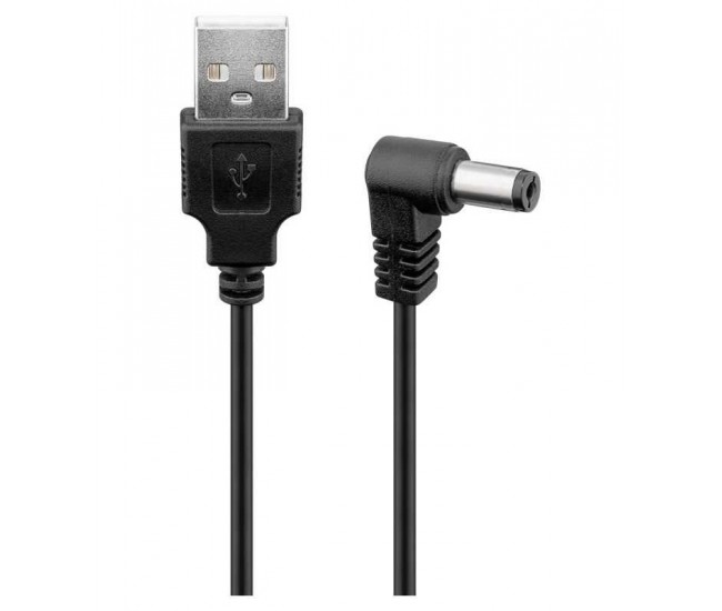 Cablu USB - DC 5.5 x 2.1 mm 90 grade 1.5m negru Goobay 55159