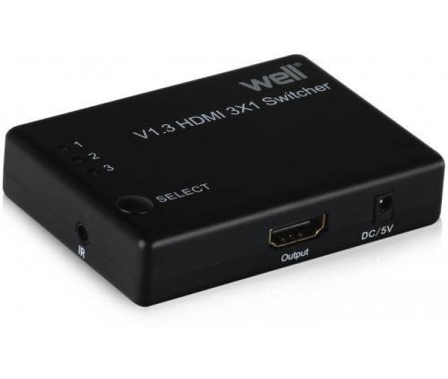 Switch HDMI 3 intrari FullHD V1.3 cu telecomanda Well