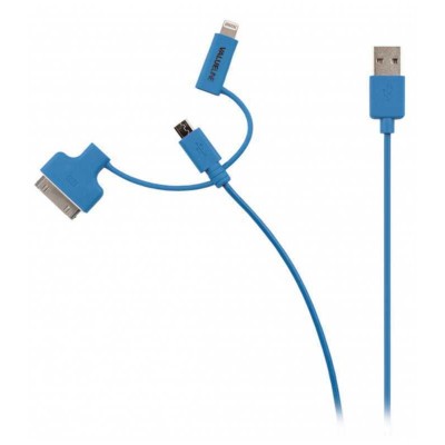 Cablu alimentare si sincronizare albastru USB 2.0 - micro USB +adaptor lightning +Apple Dock 30pini 1m cupru Valueline