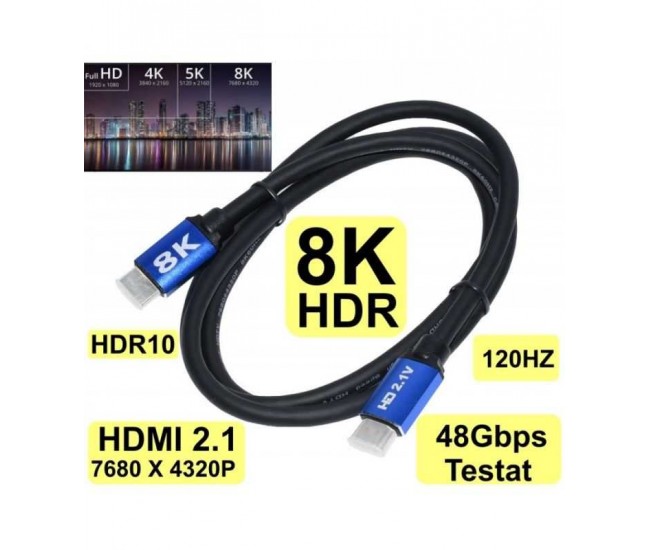 Cablu HDMI v2.1 8K 60HZ 1m HDMI tata - HDMI tata CA