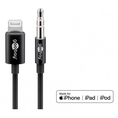 Cablu LIGHTNING audio - Jack 3.5 mm 1m Certificat Apple MFI Goobay