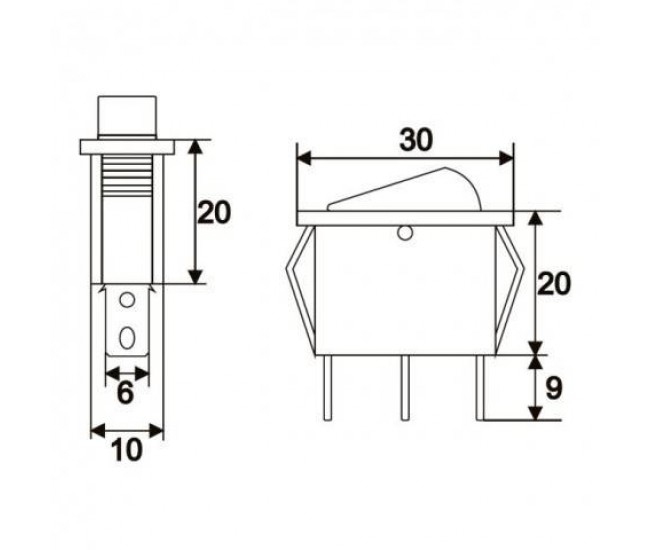 Interupator basculant 3 pini 1 circuit 10A 250V OFF-ON rosu cu retinere