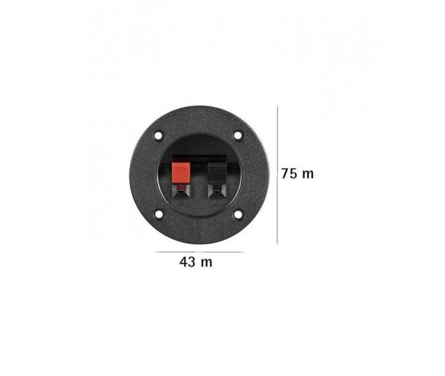 Terminal difuzor 2 poli push rotund 75mm pe panou Goobay