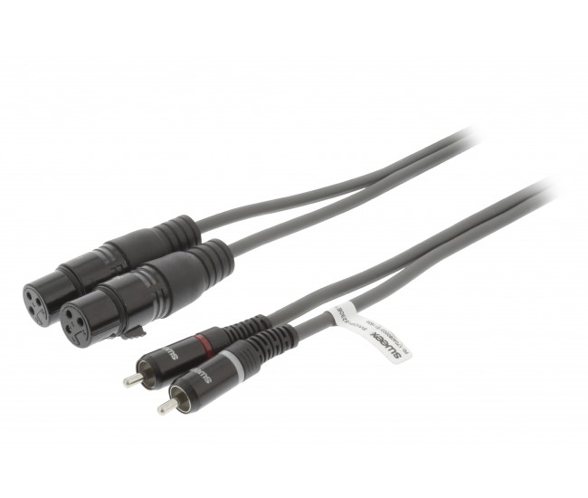 Cablu Stereo 2x XLR 3-Pini mama - 2x RCA tata 3m negru Sweex