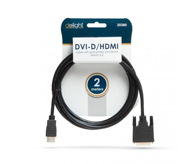 Cablu 24+1 DVI-D la HDMI 2m cu conectoare placate cu aur delight