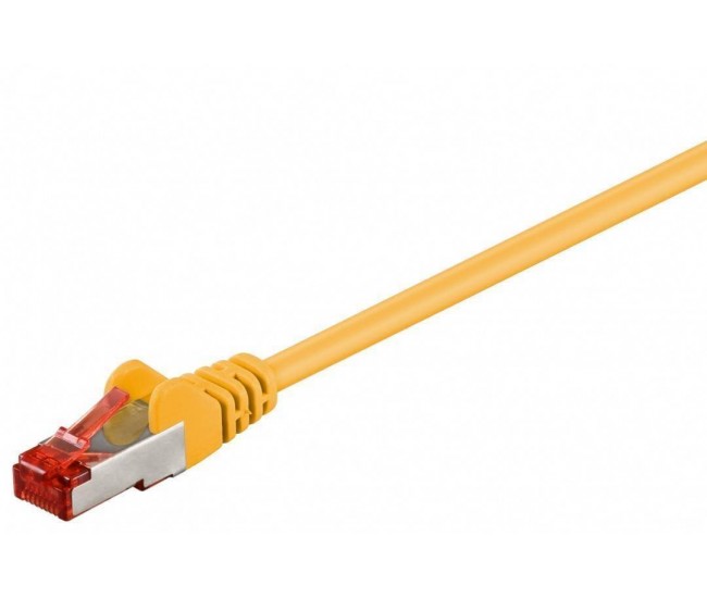 Cablu patch retea PiMF SFTP CAT6 galben 0.15m 2x RJ45 LSZH cupru ecranat Goobay