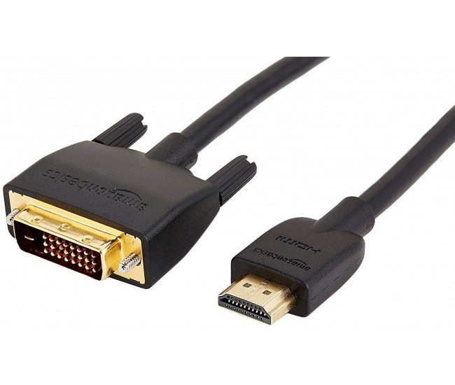 Cablu HDMI Tata - DVI-D 24+1 Tata 1.8m aurit FullHD negru