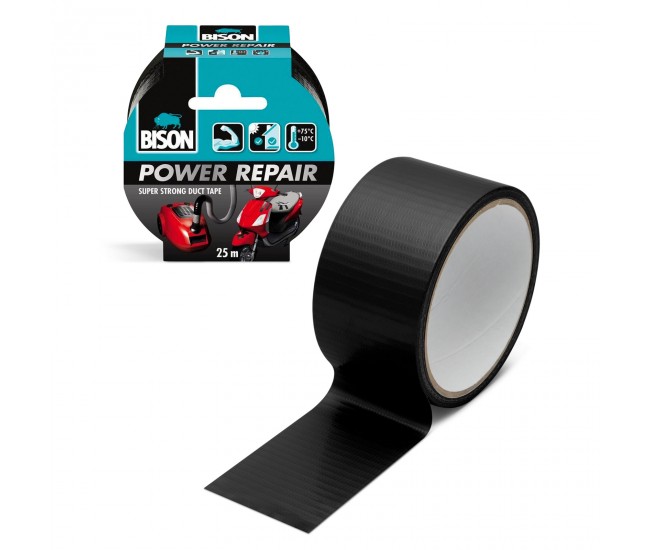 Banda adeziva intarita cu material BISON Power Repair neagra 10m