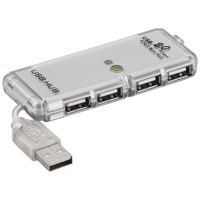 Hub 4 port USB 2.0 HI-SPEED 480MB/s gri cablu 6cm 68879 Goobay