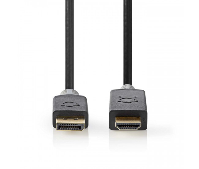 Cablu DisplayPort v1.4 - HDMI 4K 60Hz 2m aurit antracit Nedis