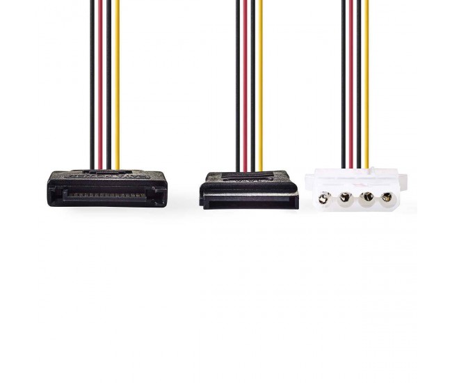 Cablu de alimentare intern SATA 15-pin tata - Molex mama + SATA 15-pin mama 0.15m Nedis