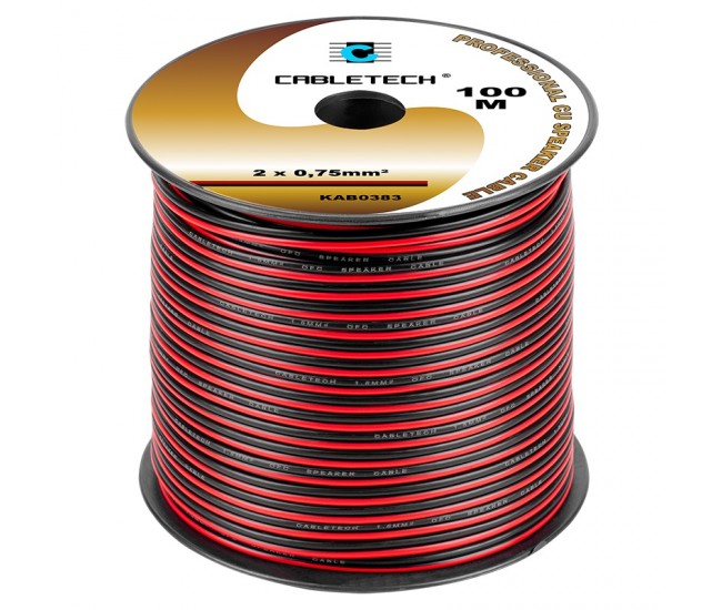 Cablu difuzor cupru 2x0.75mm rosu/negru Cabletech KAB0383