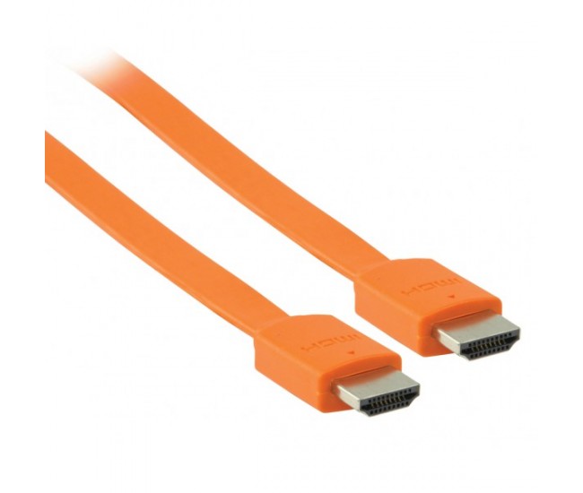 Cablu HDMI - HDMI High speed plat cu eternet 2m portocaliu VALUELINE