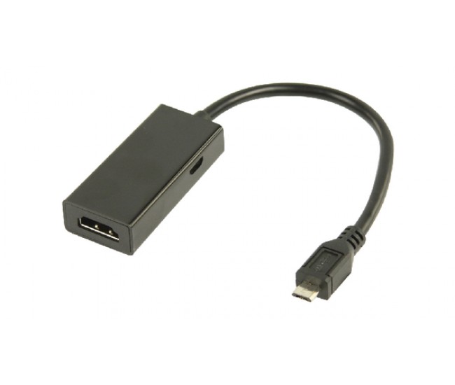 Cablu adaptor MHL tata - HDMI mama + micro USB B mama 0.2metri negru VALUELINE