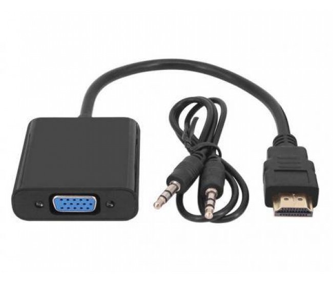 Cablu adaptor HDMI la VGA mama +Jack 3.5 mm Stereo audio Well