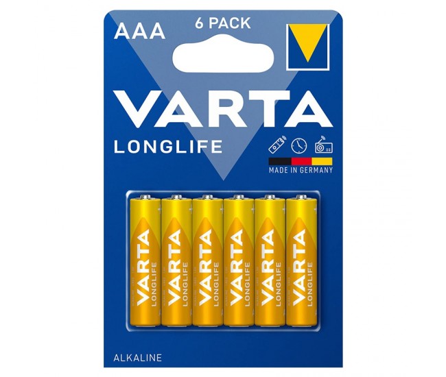 Set 6 baterii alcaline LONGLIFE AAA LR03 6buc VARTA