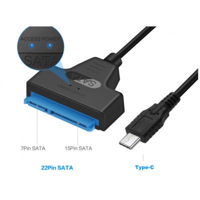 Convertor USB Type C - SATA 22 pini max 6TB HDD 2.5 si SSD