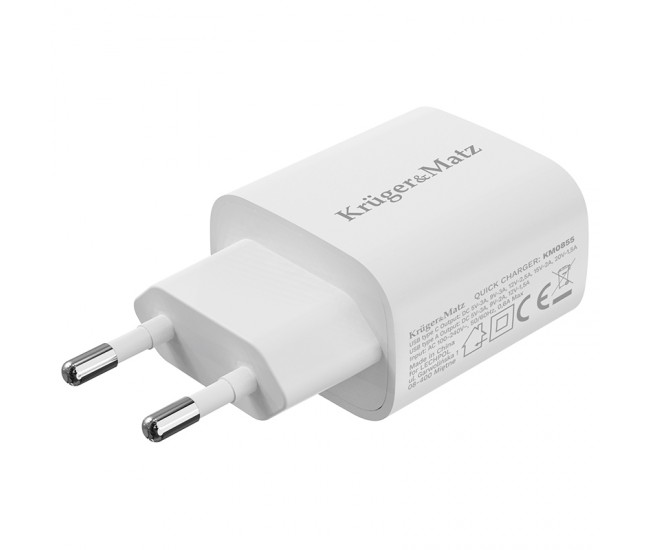 Incarcator rapid de retea USB tip A si USB type C 30W PD 3.0 + QC 3.0 Kruger&Matz KM0855