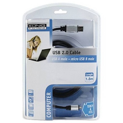 Cablu USB 2.0 A tata - Micro USB B tata 1.8m Konig