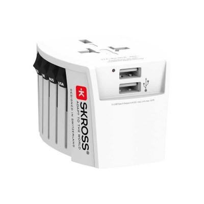 Adaptor priza universal SKROSS 1.302960 + 2x USB 150 tari EU SUA Japonia Australia China UK