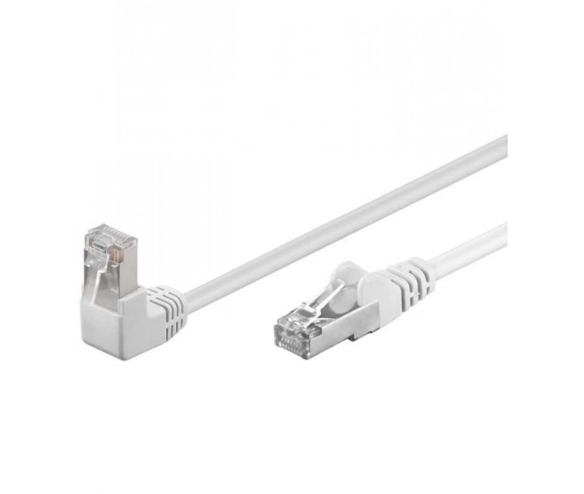 Cablu patch CAT5e FTP RJ45 90 in unghi - RJ45 drept 0.25m
100MHz alb Goobay 94176