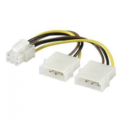 Cablu adaptor 2x Molex 5.25 la P6 PCI Express 6 pini 0.15m Goobay