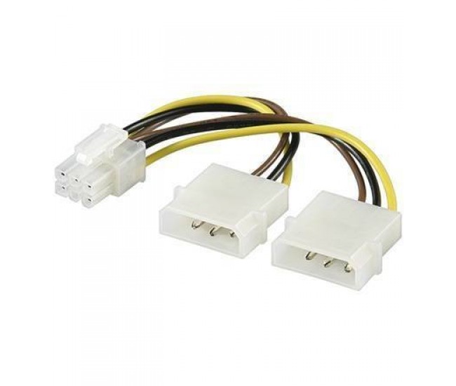 Cablu adaptor 2x Molex 5.25 la P6 PCI Express 6 pini 0.15m Goobay