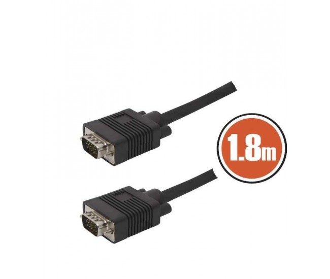 Cablu monitor VGA fisa - fisa 1.8m dublu ecranat negru delight