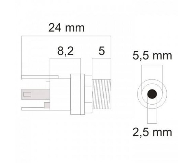 Mufa DC mama montabil panou 5.5x2.5 mm 05158