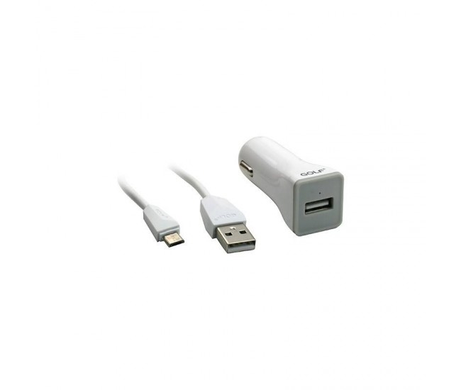 USB Incarcator Golf Auto 1 Micro USB 1A 1000mA 1m la priza bricheta auto alb