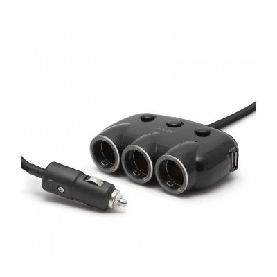 Distribuitor triplu pentru bricheta auto 12/24V 120W +2x USB 2100mAh negru M'N'C