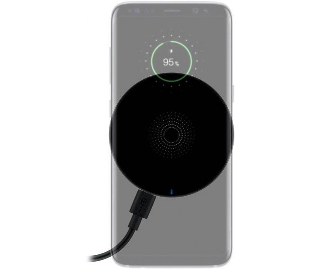 Incarcator fara fir wireless 5W negru pentru telefoane inteligente si dispozitive standard QI Goobay