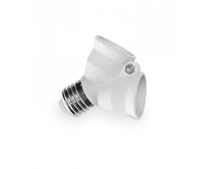 Adaptor dublu dulie E27 alb R2-G27 Plastrol