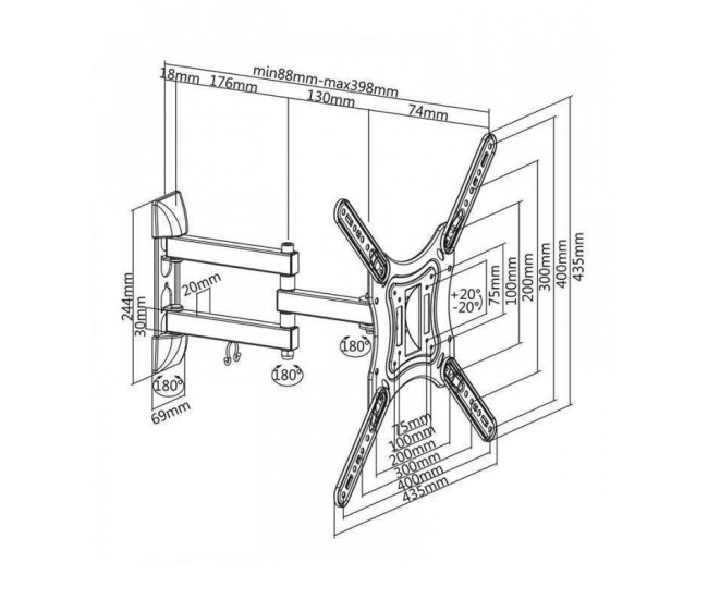 Suport TV de perete 23-55 inch CABLETECH