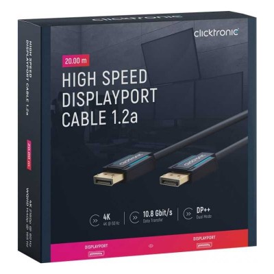 Cablu Profesional DisplayPort - DisplayPort 20m v1.2a 4K 60Hz 21.6Gbit/s AWG24 OFC Clicktronic 70717