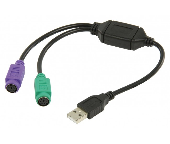 Cablu adaptor USB A 2.0 tata - 2x PS2 mama 0.3m VALUELINE