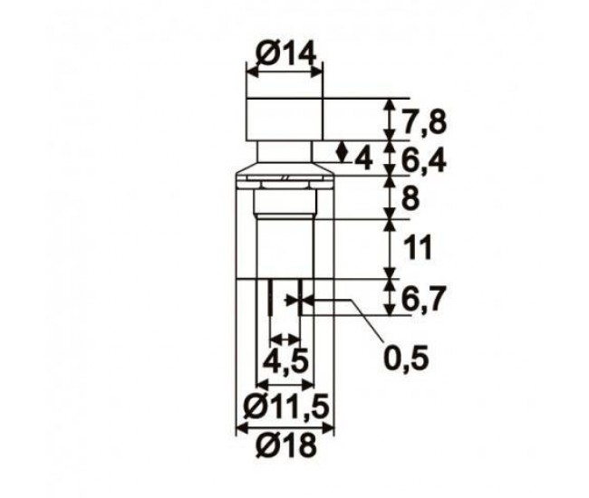 Intrerupator cu apasare 1 circuit 1A 250V OFF-ON rosu