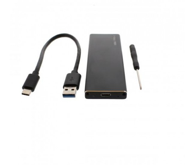 Carcasa SSD M2 SATA USB 3.1 negru cablu USB Type C inclus