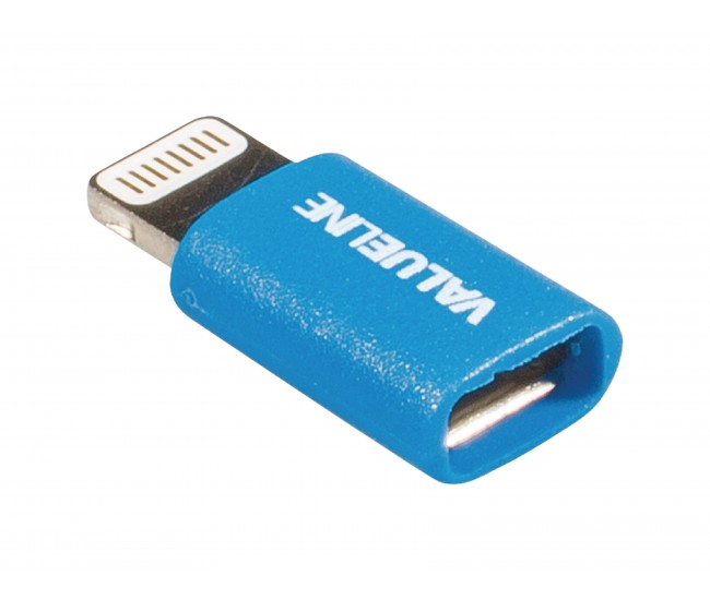 Adaptor iPhone Lightning tata - micro USB mama albastru Valueline