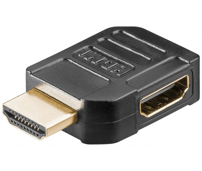 Adaptor HDMI mama-tata la 90 grade 4K Ultra HD 2160p 60Hz placat cu aur negru Goobay 51724