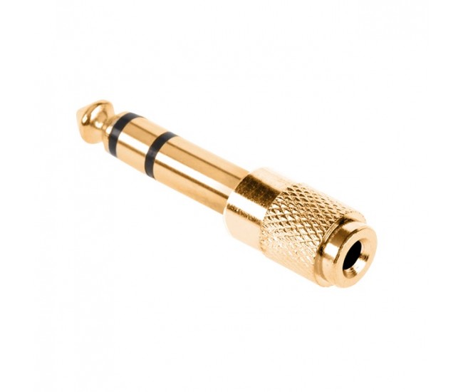 Adaptor JACK 6.35 mm tata stereo - 3.5 mm mama stereo Gold Goobay