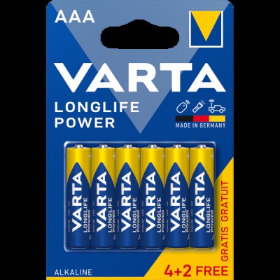 Set 6 baterii alcaline LONGLIFE POWER AAA LR3 4+2buc VARTA