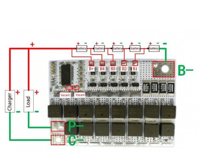 Modul protectie incarcare 5x 18650 100A cu functie balanced