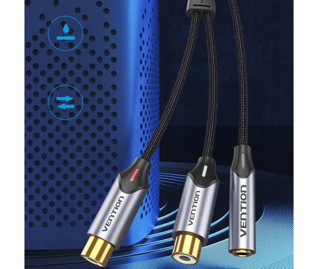 Cablu adaptor audio Stereo Jack 3.5 mm mama - 2x RCA mama 0.3m VENTION BCOHY