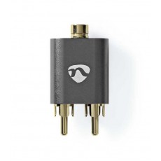 Adaptor audio PROFESIONAL stereo 2x RCA tata - Jack 3.5 mm mama Fabritallic Nedis gri metal CATB22255AL