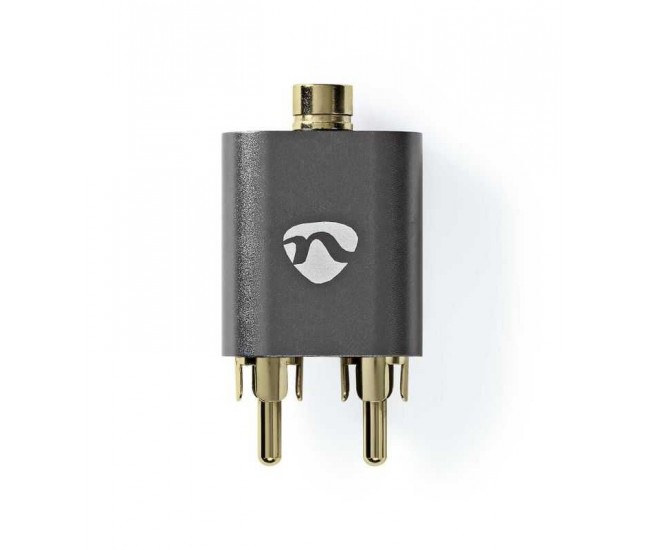 Adaptor audio PROFESIONAL stereo 2x RCA tata - Jack 3.5 mm mama Fabritallic Nedis gri metal CATB22255AL