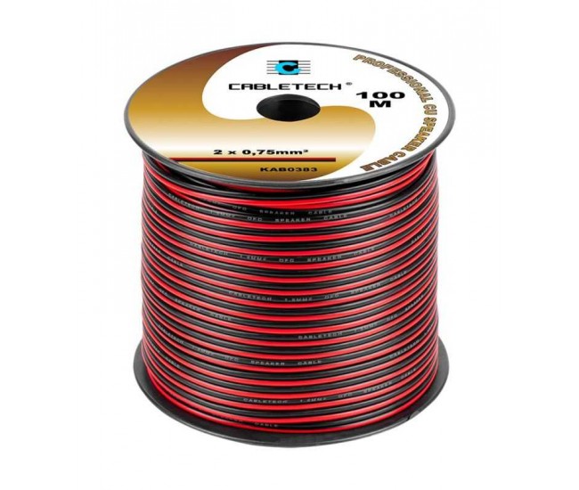 Cablu difuzor cupru 2x0.75mm rosu/negru Cabletech KAB0383